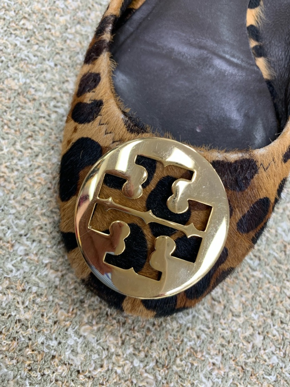 Tory Burch Leopard-Print Reva Ballet Flats with Gold Logo - Picture 2 of 7